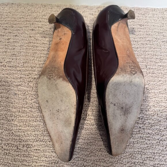 Isaac Mizrahi | Loafer Kitten Heel Pump | Vero Cuoio Patent Leather | Brown - Picture 6 of 8